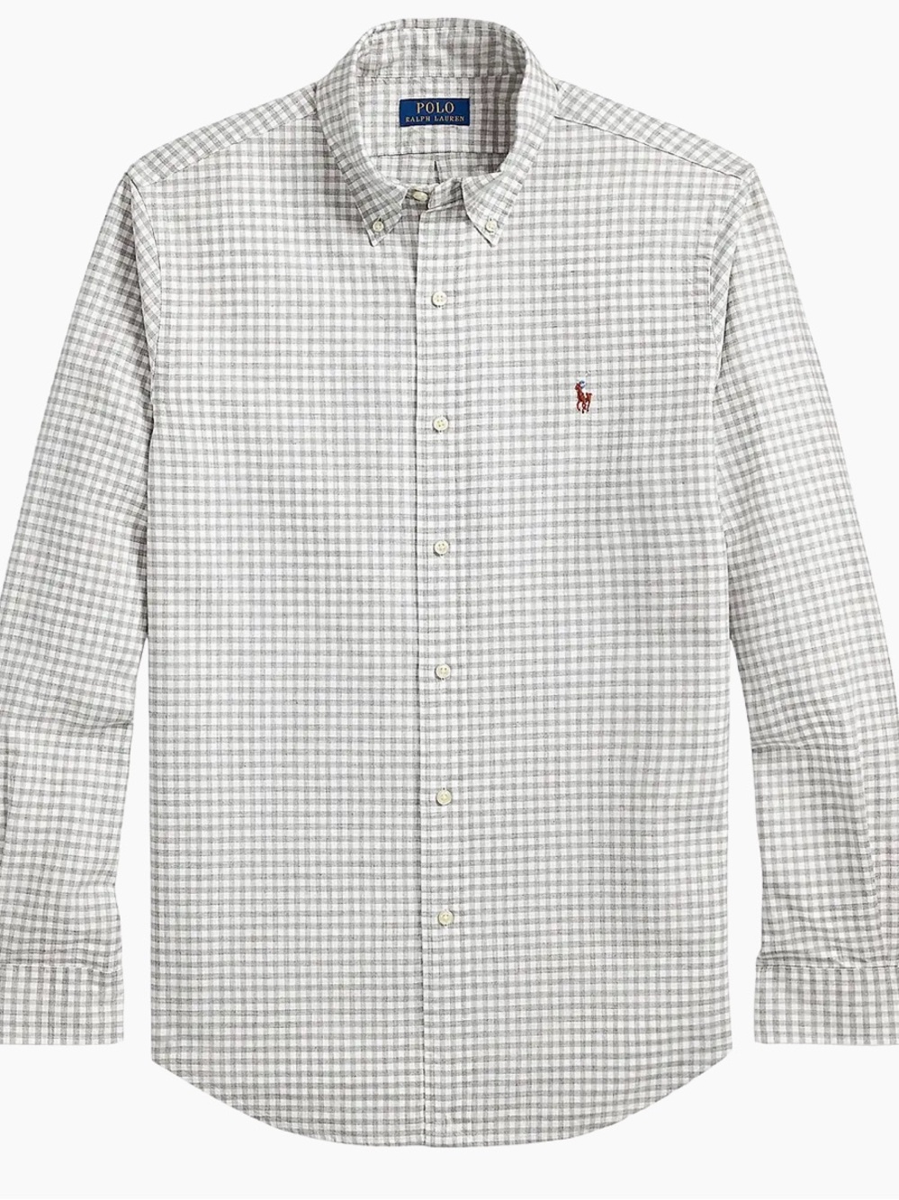 Polo by Ralph Lauren Grey Heather and White Gingham Button-Down Shirt 2XB